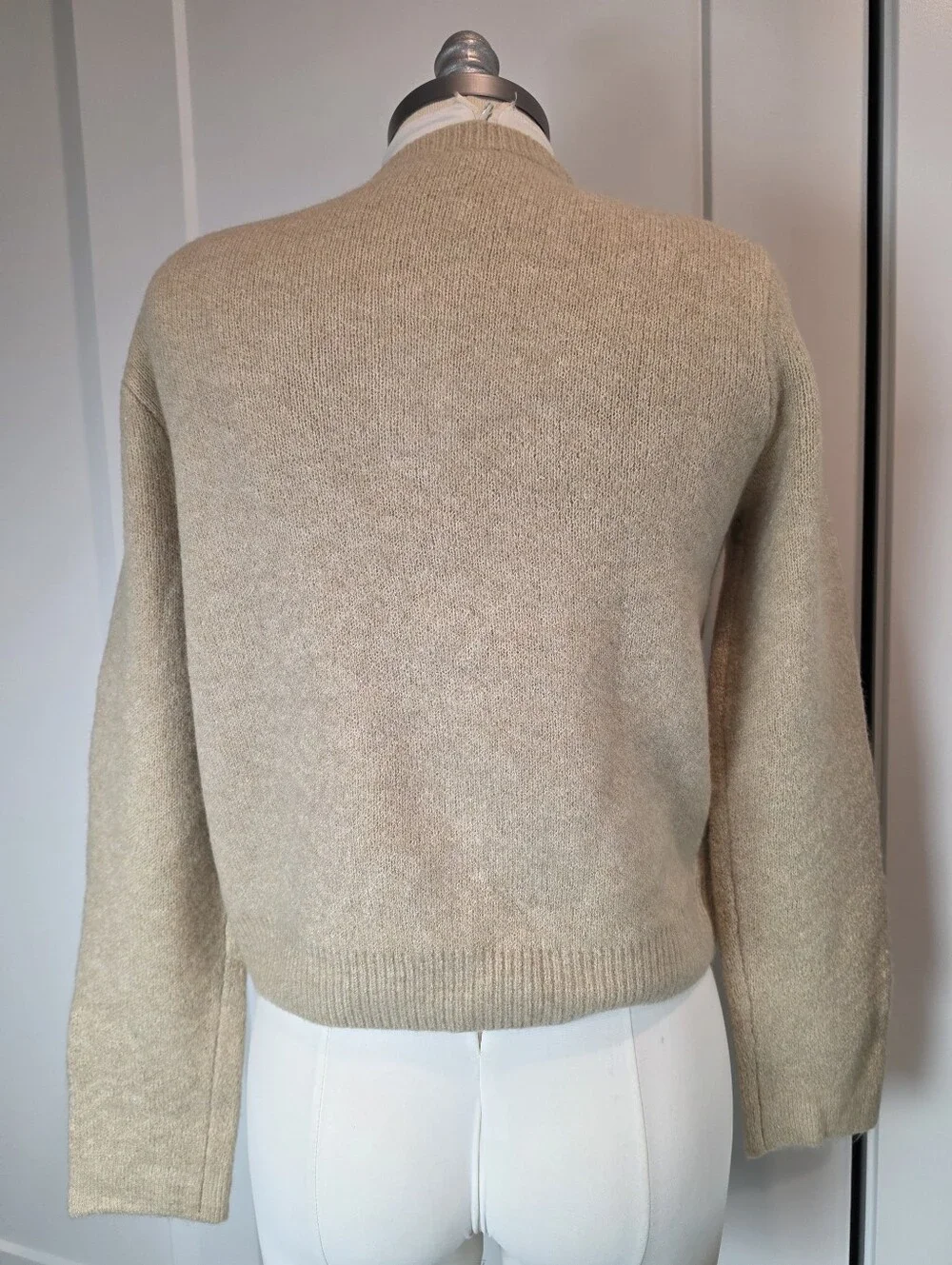 CeCe Classic Cream Button-Front Pocket Sweater
